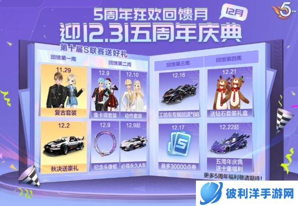 《QQ飞车手游》5周年庆预热第一弹 狂欢回馈月开启!周周有福利!